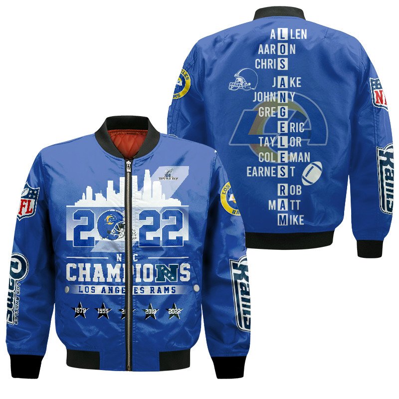 2022 Nfc Champions Los Angeles Rams Players Name Bomber Jacket 2022 Nfc Champions Los Angeles Rams Players Name Bomber Jacket