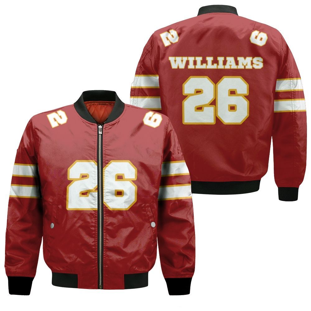 26 Damien Williams Kannas City Jersey Inspired Style Bomber Jacket 26 Damien Williams Kannas City Jersey Inspired Style Bomber Jacket