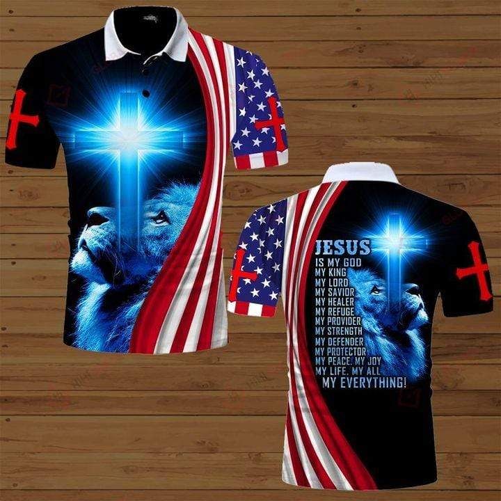 4Th July Lion Cross Jesus Is My Everything Polo Shirt #Kv 4Th July Lion Cross Jesus Is My Everything Polo Shirt #Kv