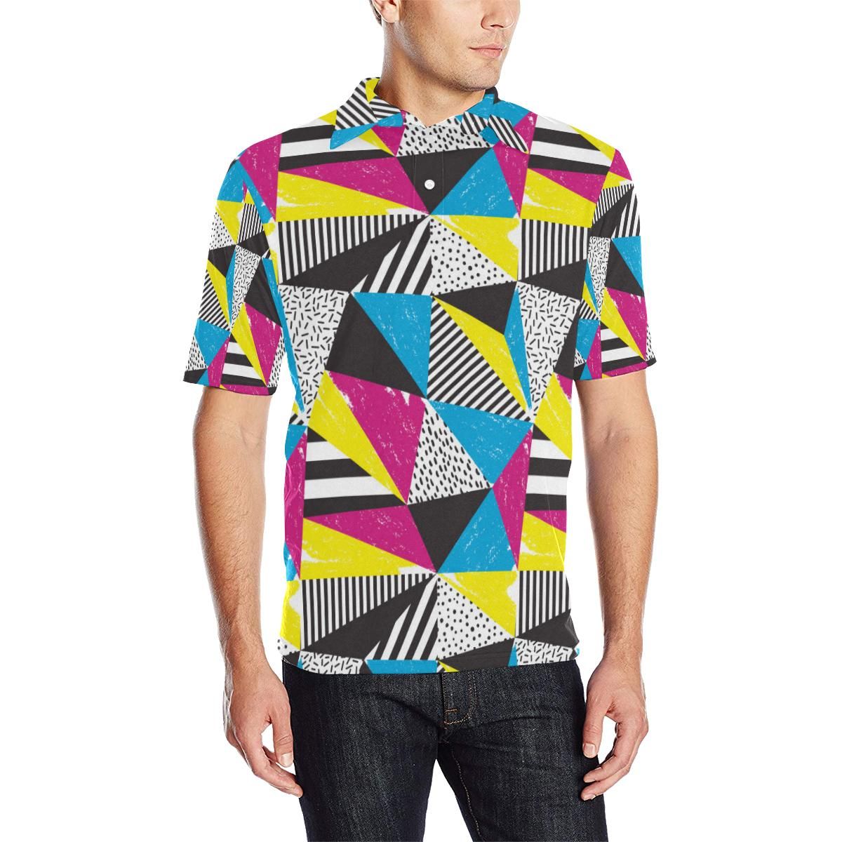 80S Pattern Print Design 2 Men Polo Shirt 80S Pattern Print Design 2 Men Polo Shirt
