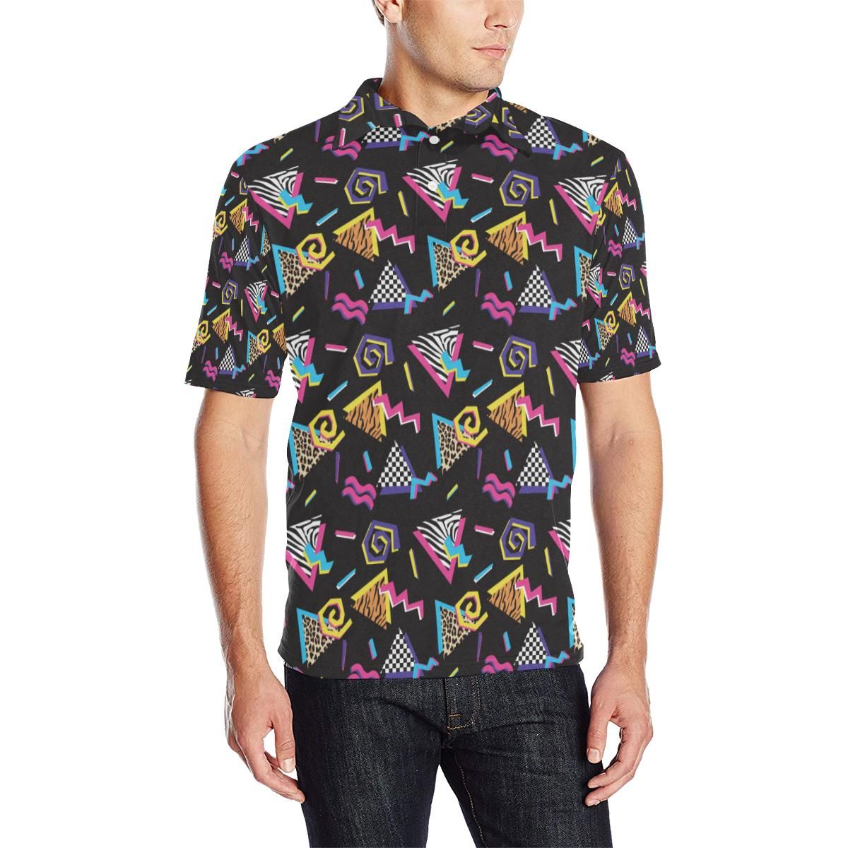 80S Pattern Print Design 3 Men Polo Shirt 80S Pattern Print Design 3 Men Polo Shirt