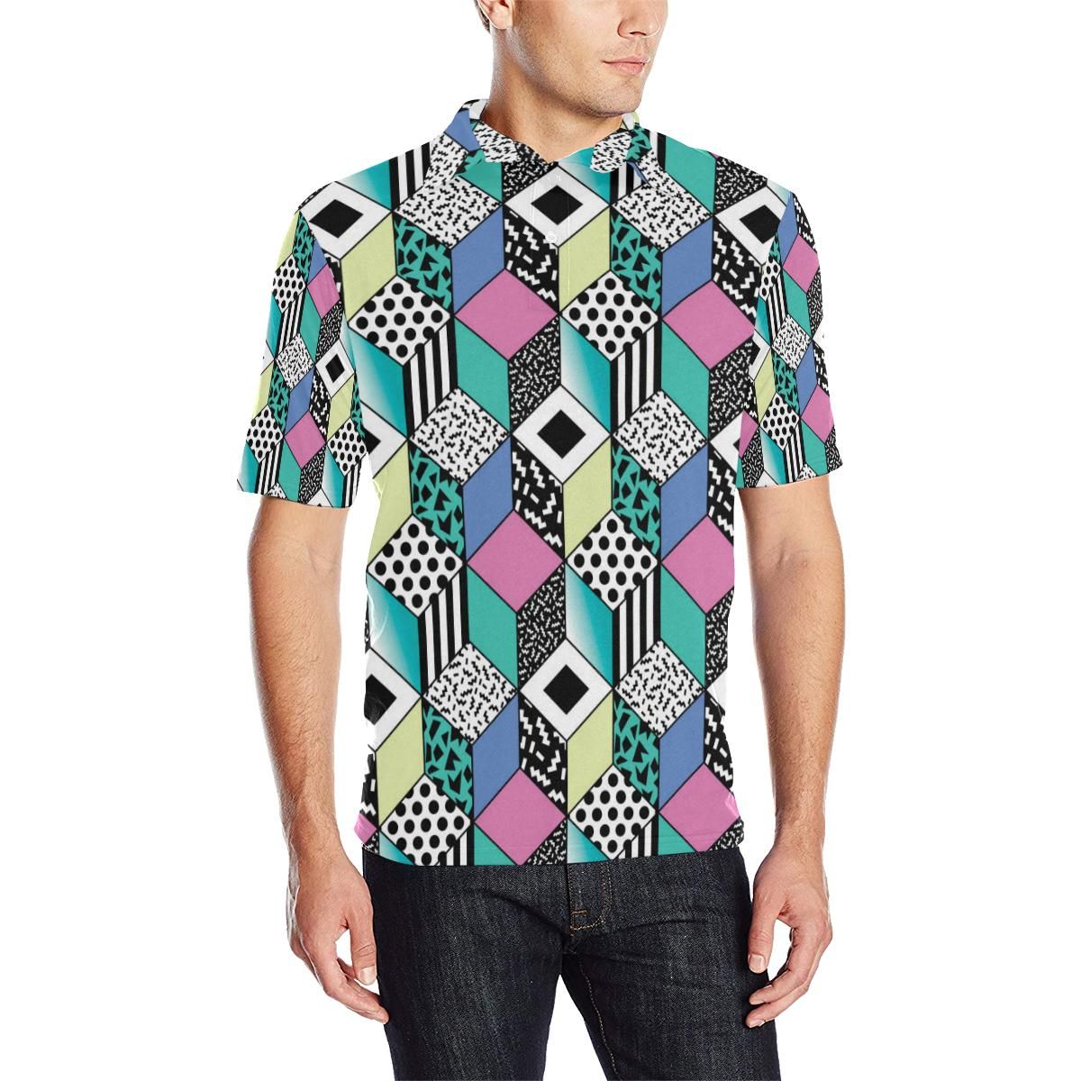 90S Pattern Print Design 3 Men Polo Shirt 90S Pattern Print Design 3 Men Polo Shirt