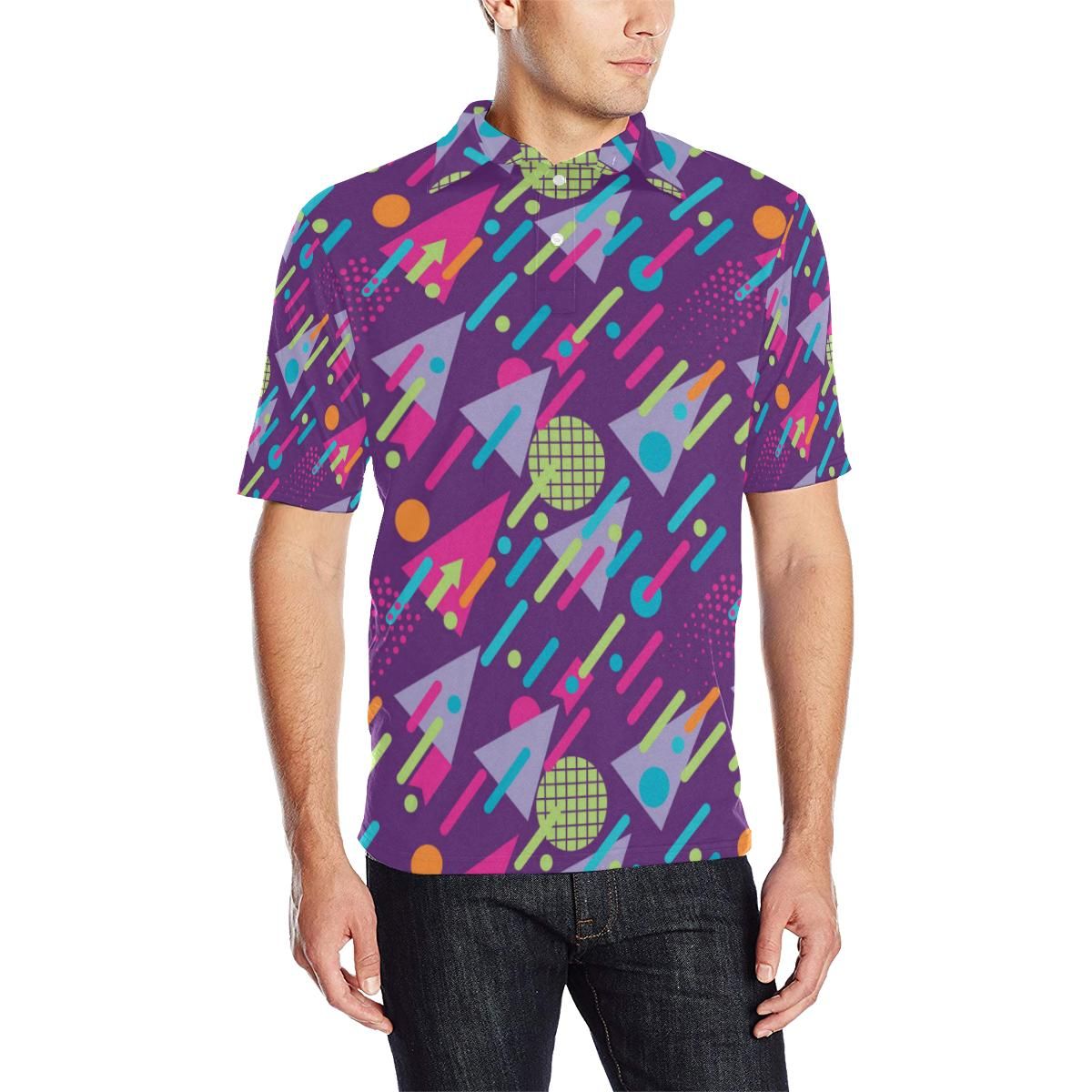 90S Pattern Print Design 4 Men Polo Shirt 90S Pattern Print Design 4 Men Polo Shirt