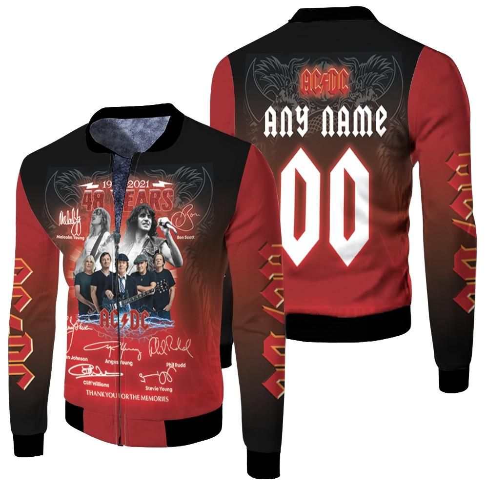 ACDC 1973 2021 48 Years Thank You For The Memories Rock Band 3D Designed Allover Gift With Custom Name Number For ACDC Fans Bomber Jacket ACDC 1973 2021 48 Years Thank You For The Memories Rock Band 3D Designed Allover Gift With Custom Name Number For ACDC Fans Bomber Jacket