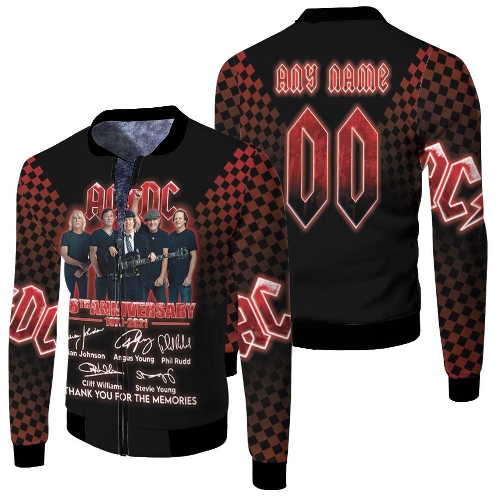 ACDC 48 Years Thank You For The Memories Rock Band Members Signed 3D Designed Allover Gift With Custom Name Number For ACDC Fans Bomber Jacket ACDC 48 Years Thank You For The Memories Rock Band Members Signed 3D Designed Allover Gift With Custom Name Number For ACDC Fans Bomber Jacket