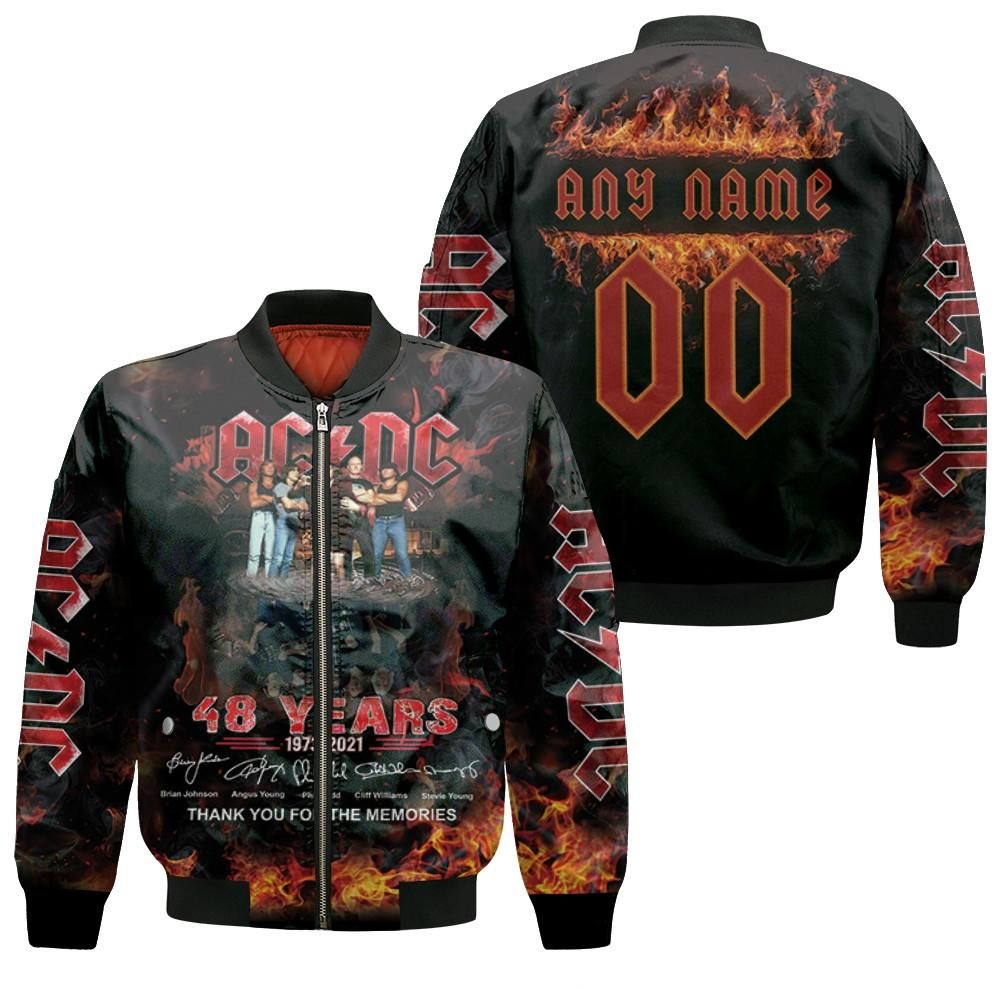 ACDC 48 Years Thank You For The Memories Rock Band Signed 3D Designed Allover Gift With Custom Name Number For ACDC Fans Bomber Jacket ACDC 48 Years Thank You For The Memories Rock Band Signed 3D Designed Allover Gift With Custom Name Number For ACDC Fans Bomber Jacket