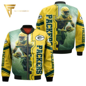 Aaron Jones 23 Green Bay Packers Full Print Bomber Jacket