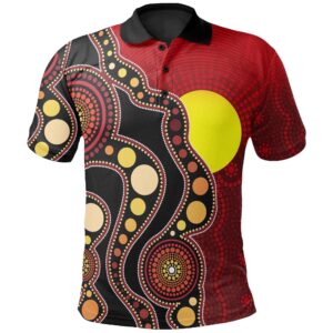 Aboriginal Flag Circle Dot Painting Art 3D Design Polo Shirts