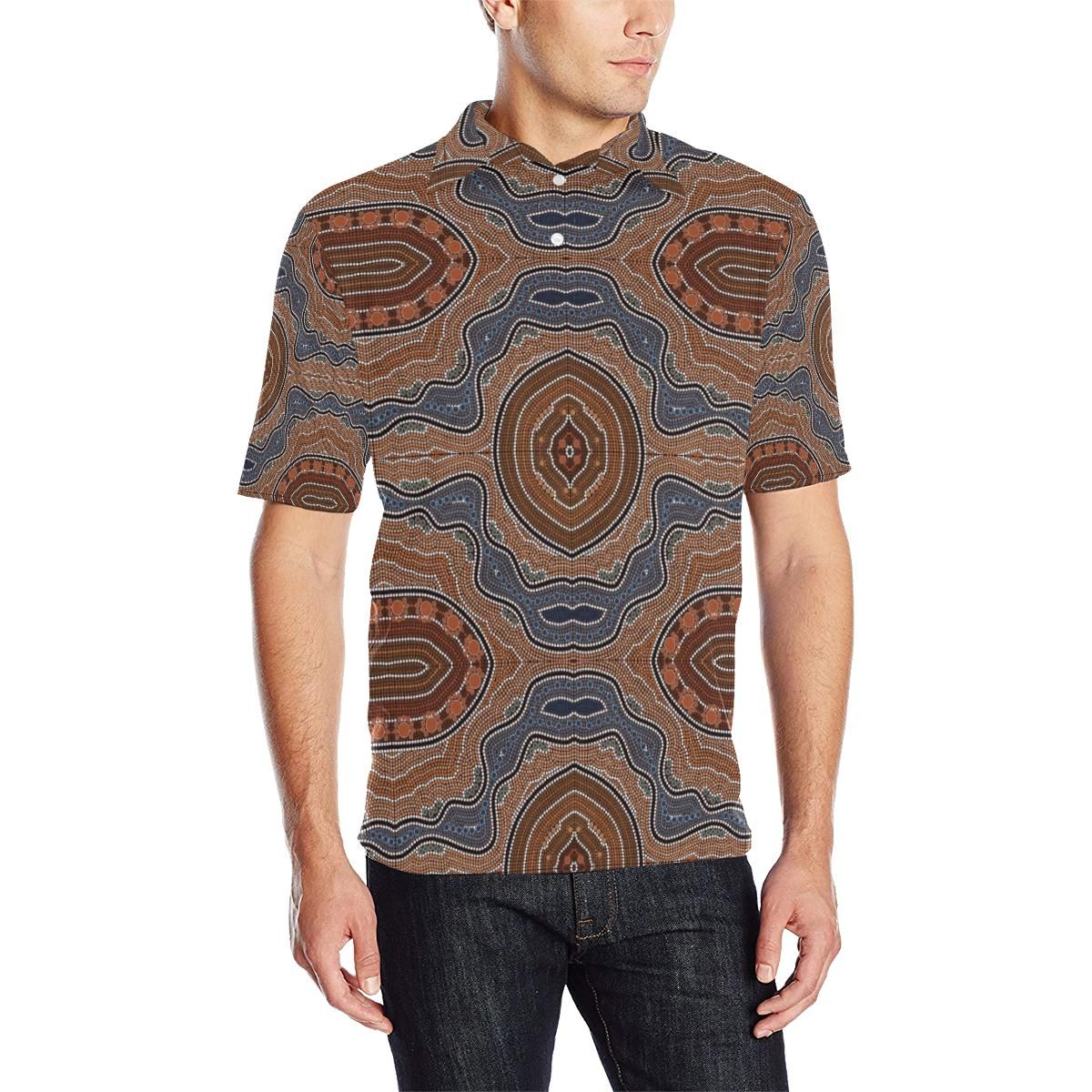 Aboriginal Pattern Print Design 01 Men Polo Shirt Aboriginal Pattern Print Design 01 Men Polo Shirt