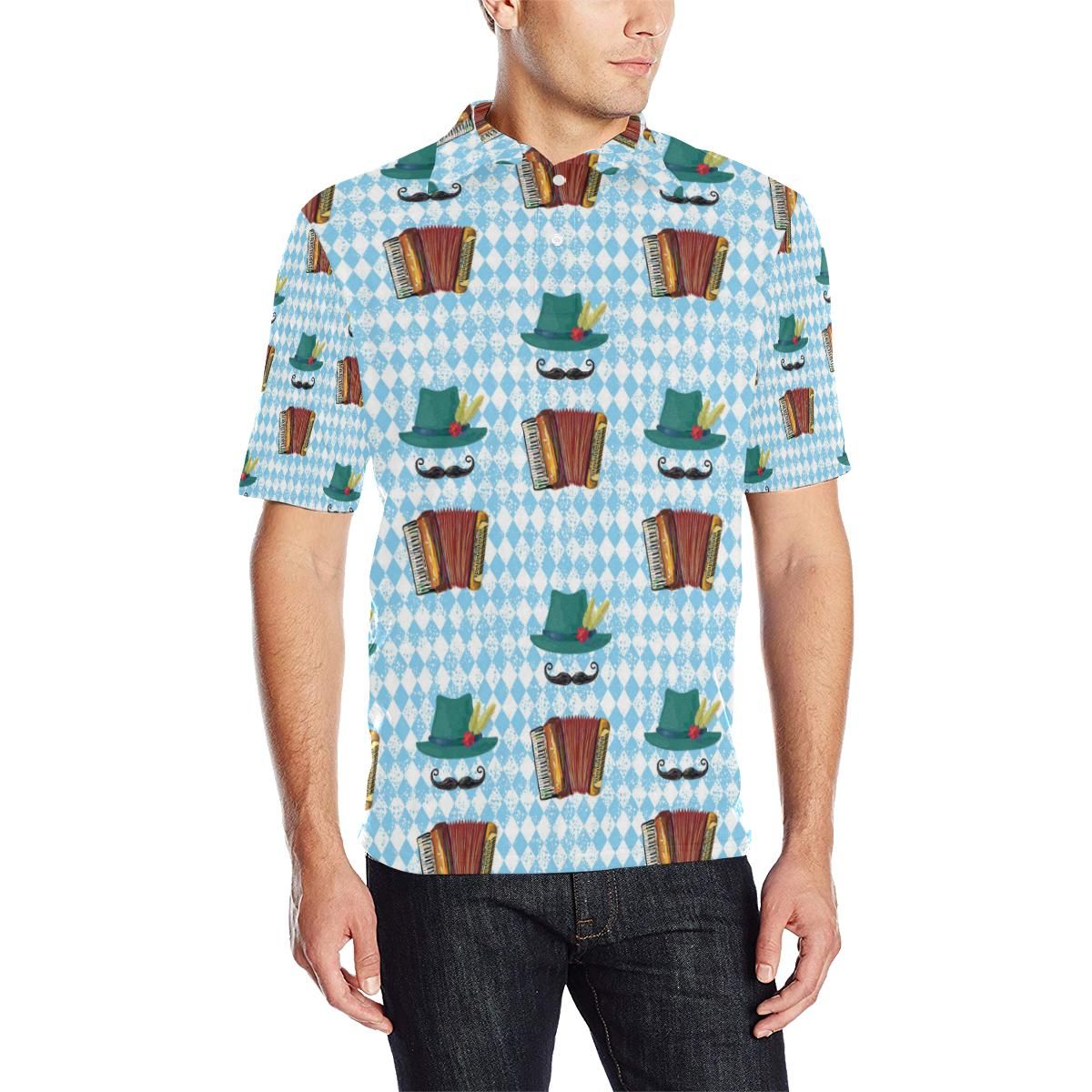 Accordion Mustache Pattern Print Design 01 Men Polo Shirt Accordion Mustache Pattern Print Design 01 Men Polo Shirt