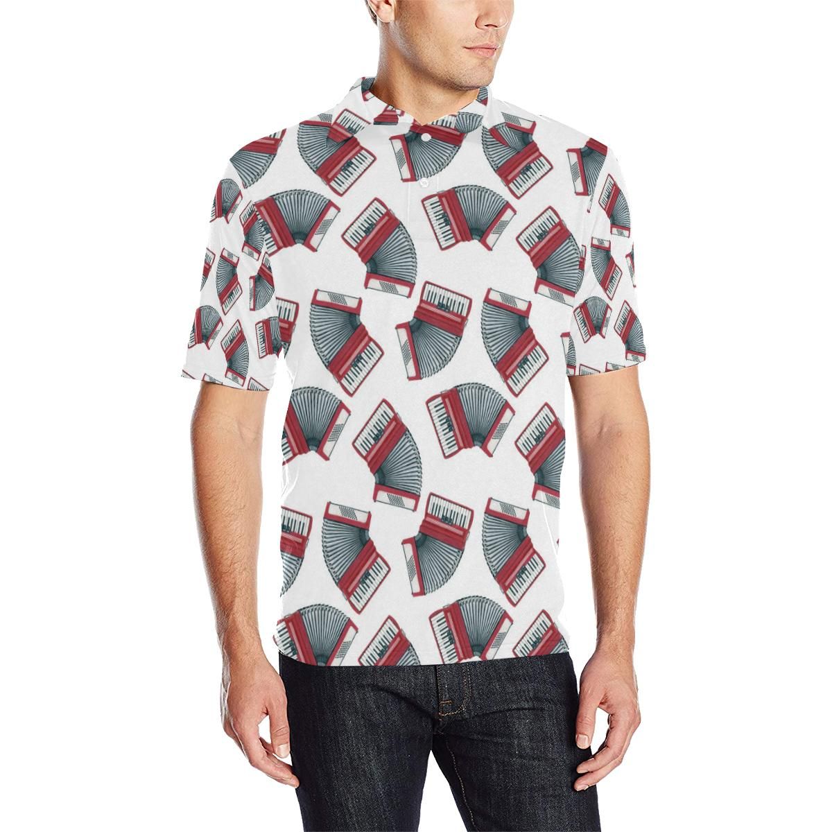 Accordion Pattern Print Design 03 Men Polo Shirt Accordion Pattern Print Design 03 Men Polo Shirt