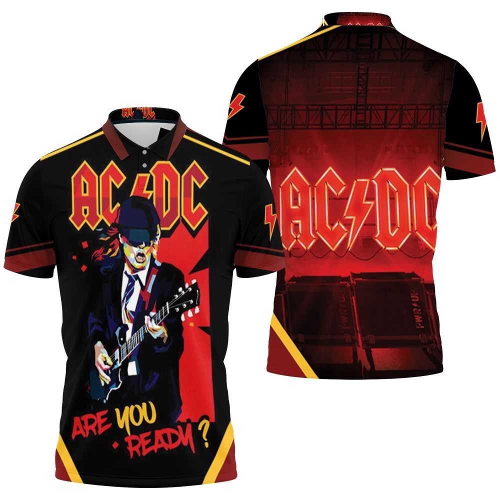 Acdc Angus Young Are You Ready Popart Polo Shirt Acdc Angus Young Are You Ready Popart Polo Shirt