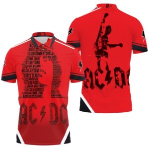 Acdc Angus Young Typogprahy Polo Shirt