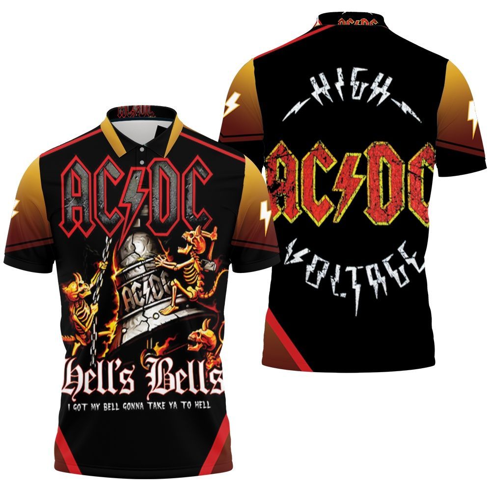 Acdc Hell Bell Devil Skull Polo Shirt Acdc Hell Bell Devil Skull Polo Shirt
