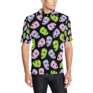 Acting Mask Pattern Print Design 04 Men Polo Shirt