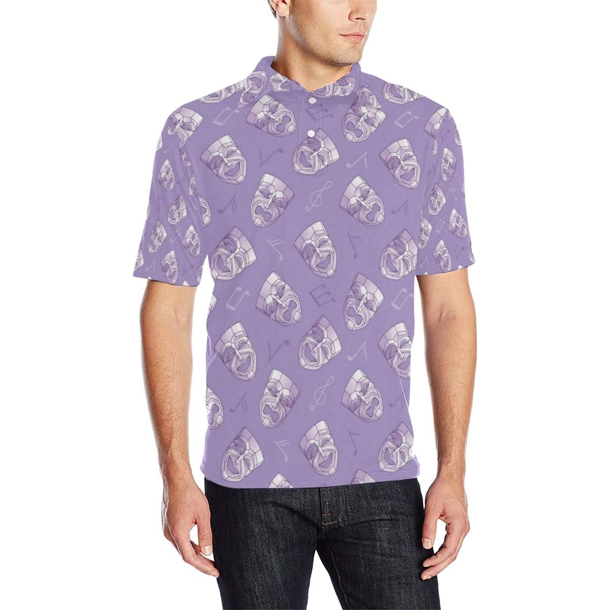 Acting Mask Pattern Print Design 05 Men Polo Shirt Acting Mask Pattern Print Design 05 Men Polo Shirt