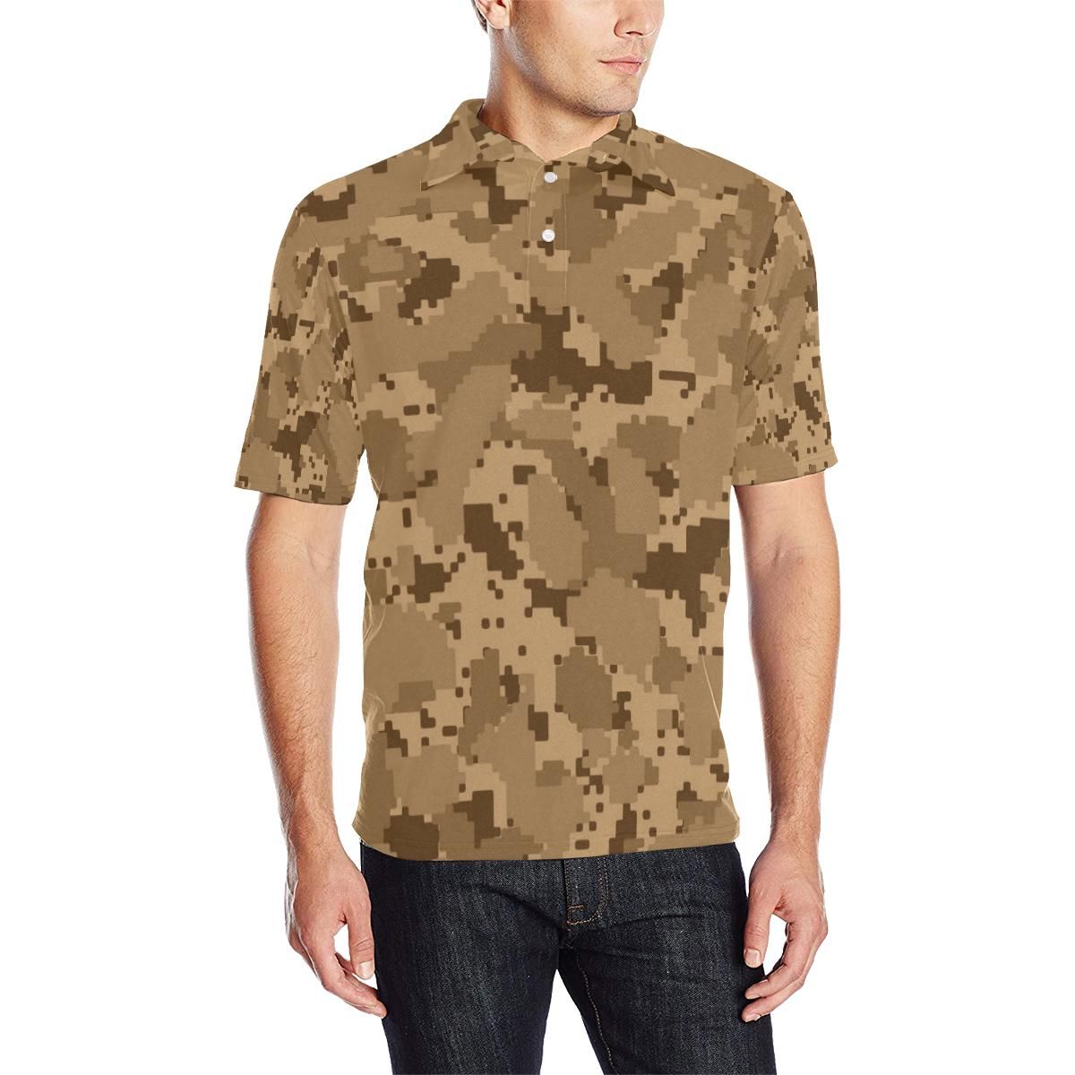 Acu Desert Digital Pattern Print Design 01 Men Polo Shirt Acu Desert Digital Pattern Print Design 01 Men Polo Shirt