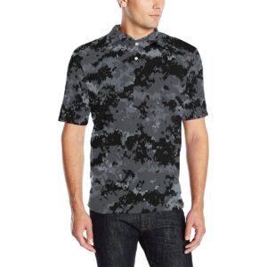 Acu Digital Black Camouflage Men Polo Shirt