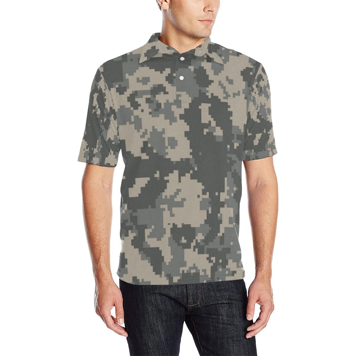 Acu Digital Camouflage Men Polo Shirt Acu Digital Camouflage Men Polo Shirt