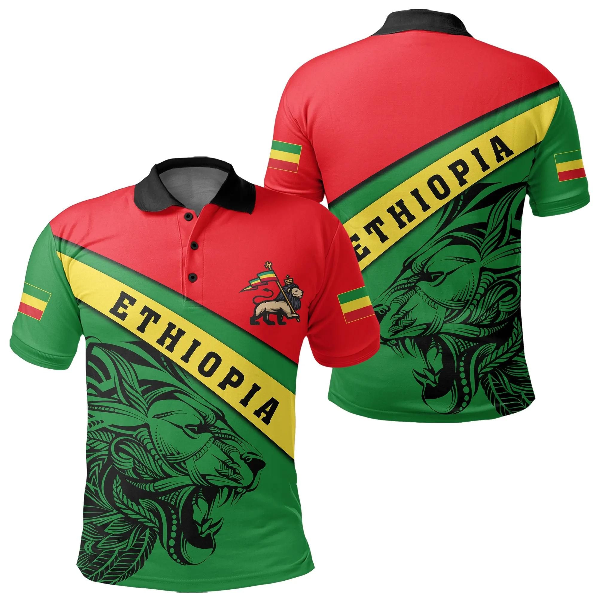 Africa Polo Shirt - Ethiopia Lion Africa Polo Shirt - Ethiopia Lion