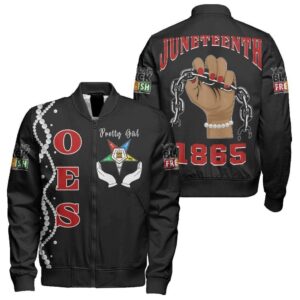 Africa Zone Jacket - Juneteenth Order Of The Eastern Star Pretty Girl Sleeve Zip Bomber Jacket J8 Bomber Jacket