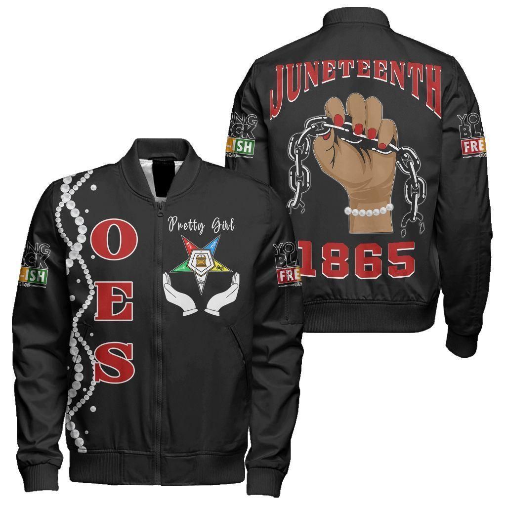 Africa Zone Jacket - Juneteenth Order Of The Eastern Star Pretty Girl Sleeve Zip Bomber Jacket J8 Bomber Jacket Africa Zone Jacket - Juneteenth Order Of The Eastern Star Pretty Girl Sleeve Zip Bomber Jacket J8 Bomber Jacket