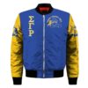 Africa Zone Jacket - Lux Sigma Gamma Rho Poodle Blue Yellow Sleeve Zip Bomber Jacket J5 Bomber Jacket