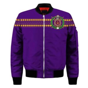 Africa Zone Jacket - Omega Psi Phi Africa Map Sleeve Zip Bomber Jacket J5 Bomber Jacket