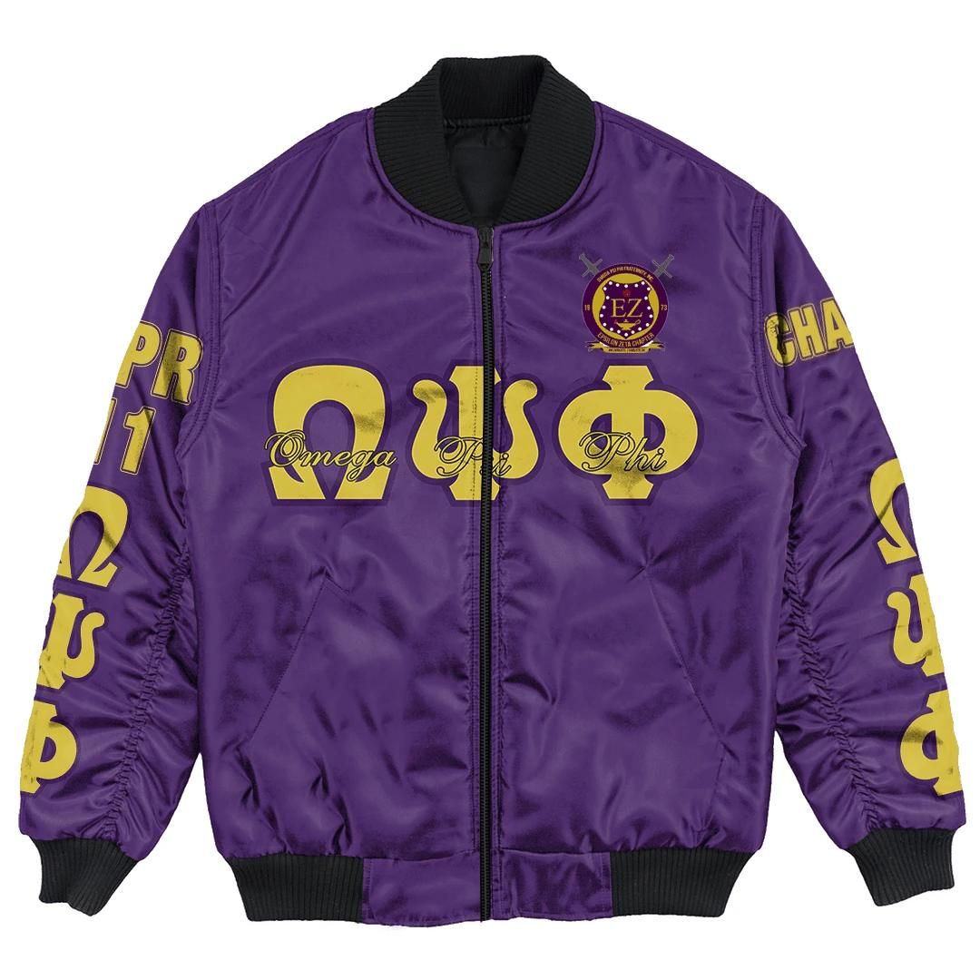 Africa Zone Jacket - Omega Psi Phi - Epsilon Zeta Chapter Bomber Jacket A7 Bomber Jacket Africa Zone Jacket - Omega Psi Phi - Epsilon Zeta Chapter Bomber Jacket A7 Bomber Jacket