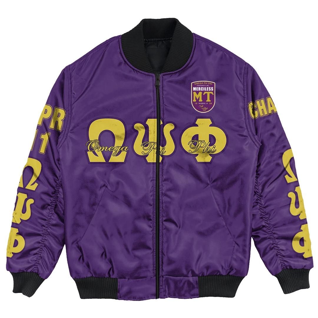 Africa Zone Jacket - Omega Psi Phi - Mu Tau Chapter Bomber Jacket A7 Bomber Jacket Africa Zone Jacket - Omega Psi Phi - Mu Tau Chapter Bomber Jacket A7 Bomber Jacket