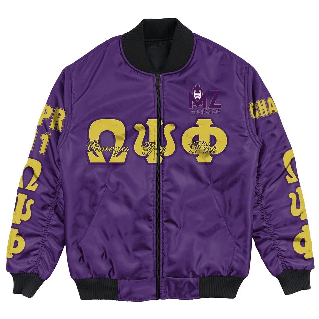 Africa Zone Jacket - Omega Psi Phi - Mu Zeta Chapter Bomber Jacket A7 Bomber Jacket Africa Zone Jacket - Omega Psi Phi - Mu Zeta Chapter Bomber Jacket A7 Bomber Jacket