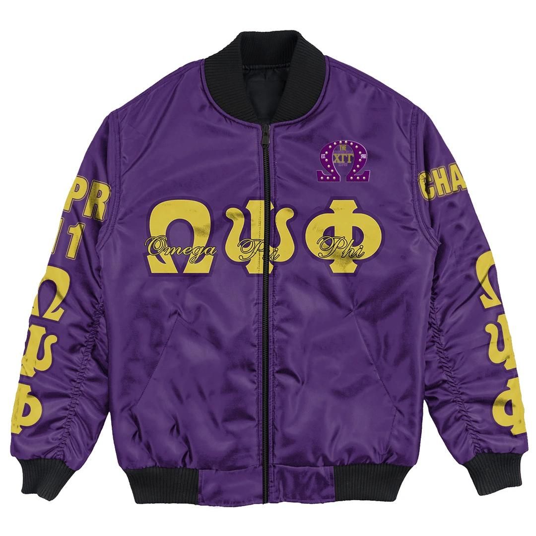 Africa Zone Jacket - Omega Psi Phi - The Chi Gamma Gamma Chapter Bomber Jacket A7 Bomber Jacket Africa Zone Jacket - Omega Psi Phi - The Chi Gamma Gamma Chapter Bomber Jacket A7 Bomber Jacket