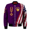 Africa Zone Jacket - Omega Psi Phi Usa Flag Sleeve Zip Bomber Jacket J5 Bomber Jacket
