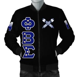 Africa Zone Jacket - Phi Beta Sigma Crystal Black Bomber J09 Bomber Jacket