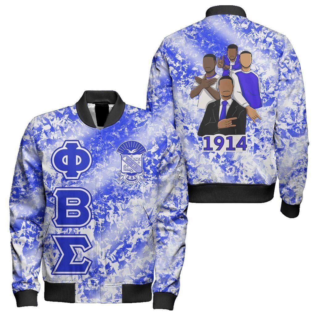 Africa Zone Jacket - Phi Beta Sigmas 1914 Diamond Pattern Sleeve Zip Bomber Jacket J5 Bomber Jacket Africa Zone Jacket - Phi Beta Sigmas 1914 Diamond Pattern Sleeve Zip Bomber Jacket J5 Bomber Jacket