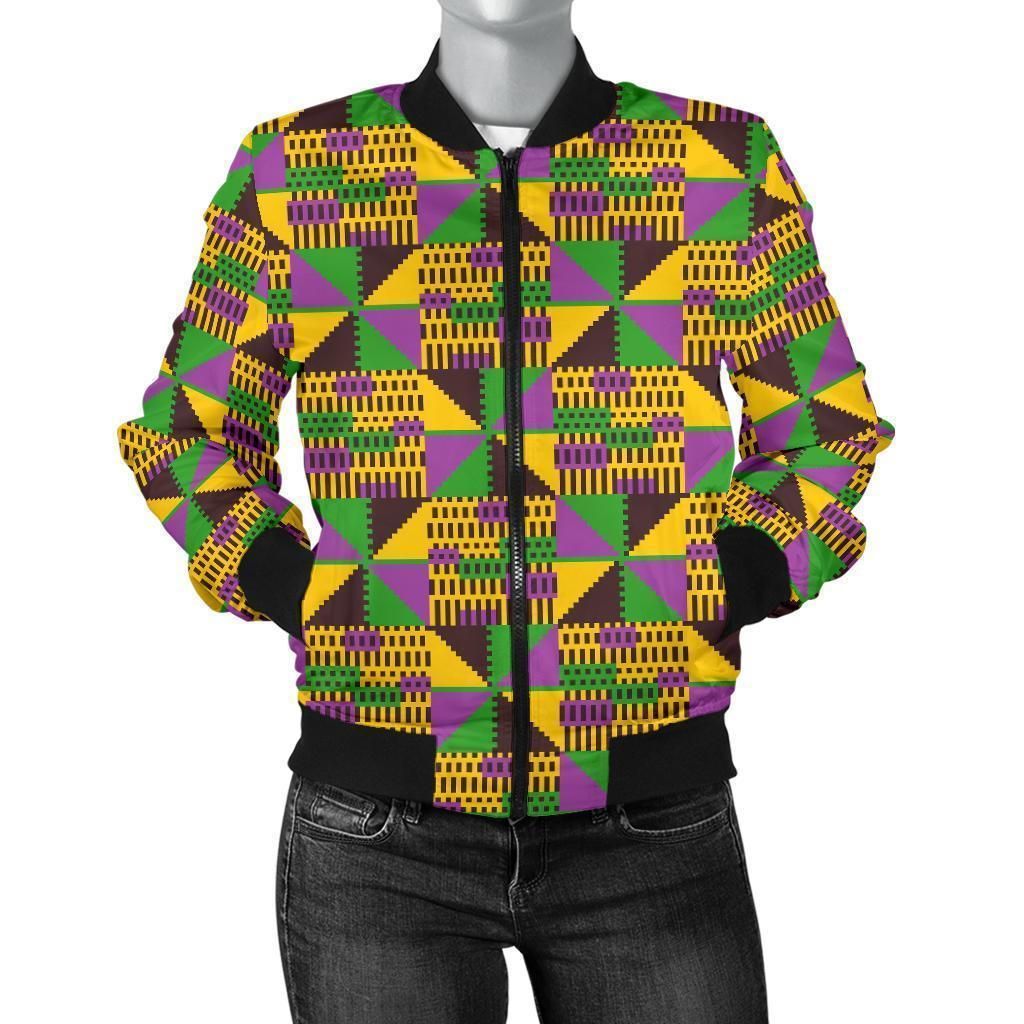 African-Kente-Pattern-Print-Women-Casual-Bomber-Jacket-1