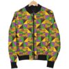 African Kente Pattern Print Women Casual Bomber Jacket