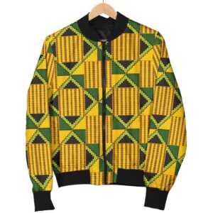 African Kente Print Pattern Women Casual Bomber Jacket