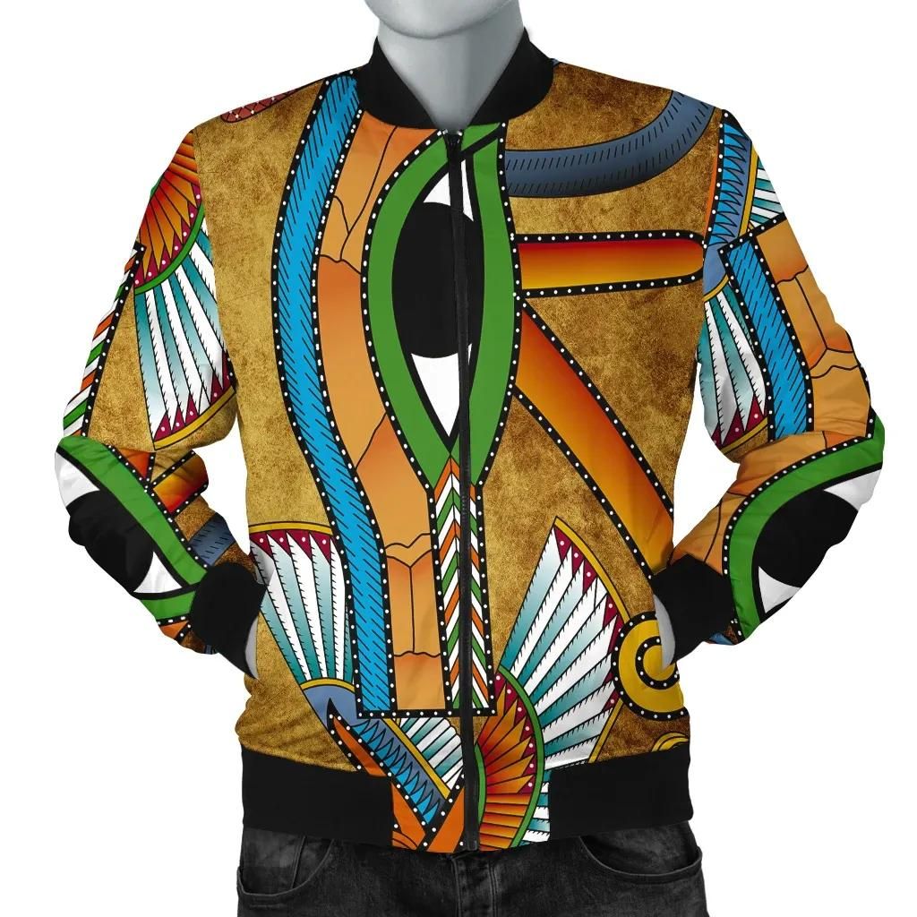 African Men's Bomber Jacket - Egyptian Hieroglyphics and Gods Self Knowledge - BN15 Bomber Jacket African Men's Bomber Jacket - Egyptian Hieroglyphics and Gods Self Knowledge - BN15 Bomber Jacket