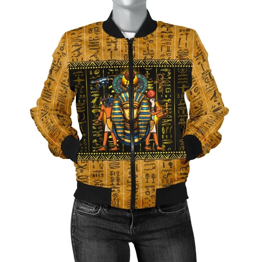 African Women's Bomber Jacket - Mysteries Of Ancient Egypt - BN18 Bomber Jacket African Women's Bomber Jacket - Mysteries Of Ancient Egypt - BN18 Bomber Jacket