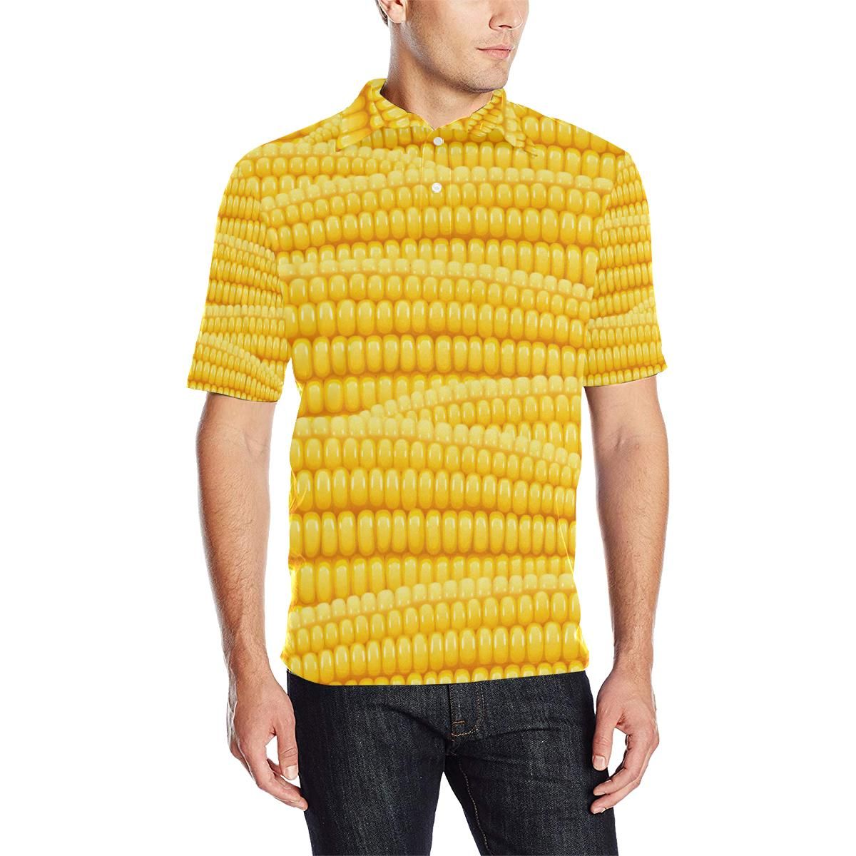 Agricultural Corn Cob Pattern Men Polo Shirt Agricultural Corn Cob Pattern Men Polo Shirt