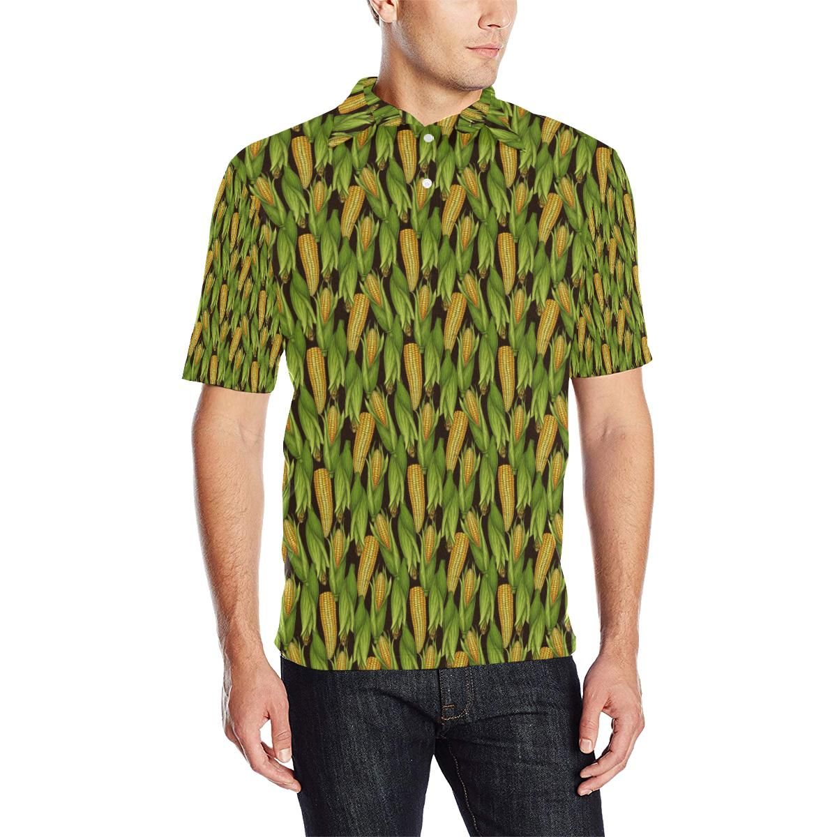 Agricultural Corn Cob Print Men Polo Shirt Agricultural Corn Cob Print Men Polo Shirt