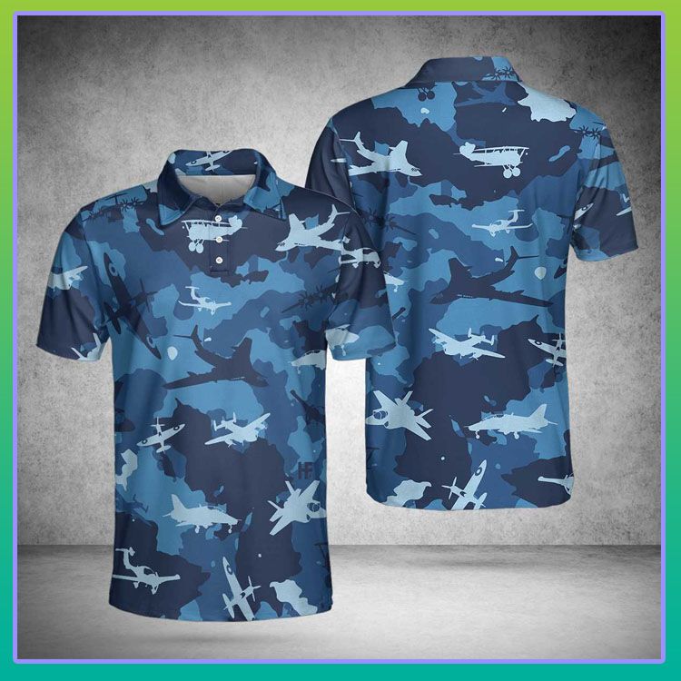 Aircraft Ocean blue polo shirt Aircraft Ocean blue polo shirt