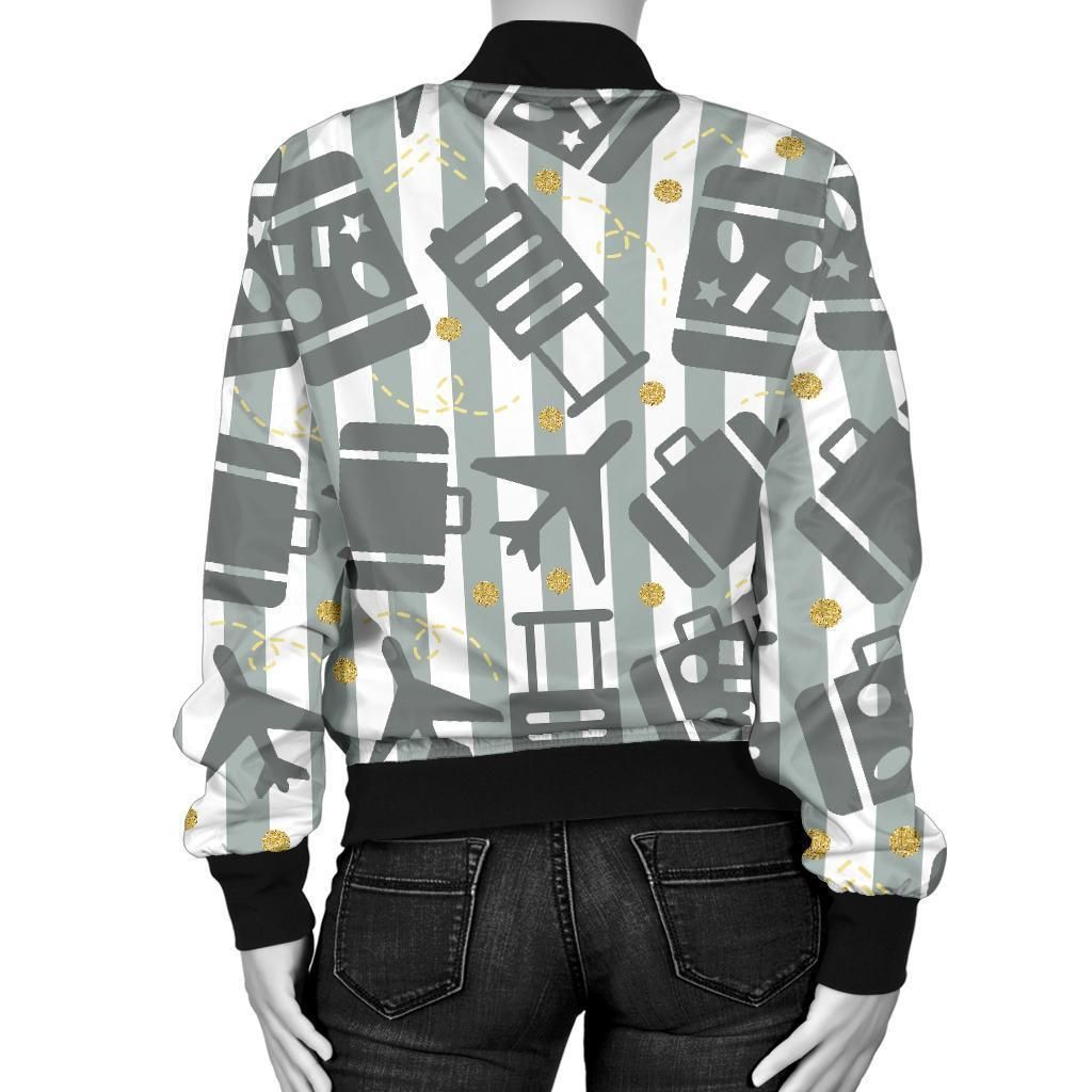Airplane-Luggage-Pattern-Print-Women-Casual-Bomber-Jacket-2