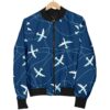 Airplane Print Pattern Women Casual Bomber Jacket