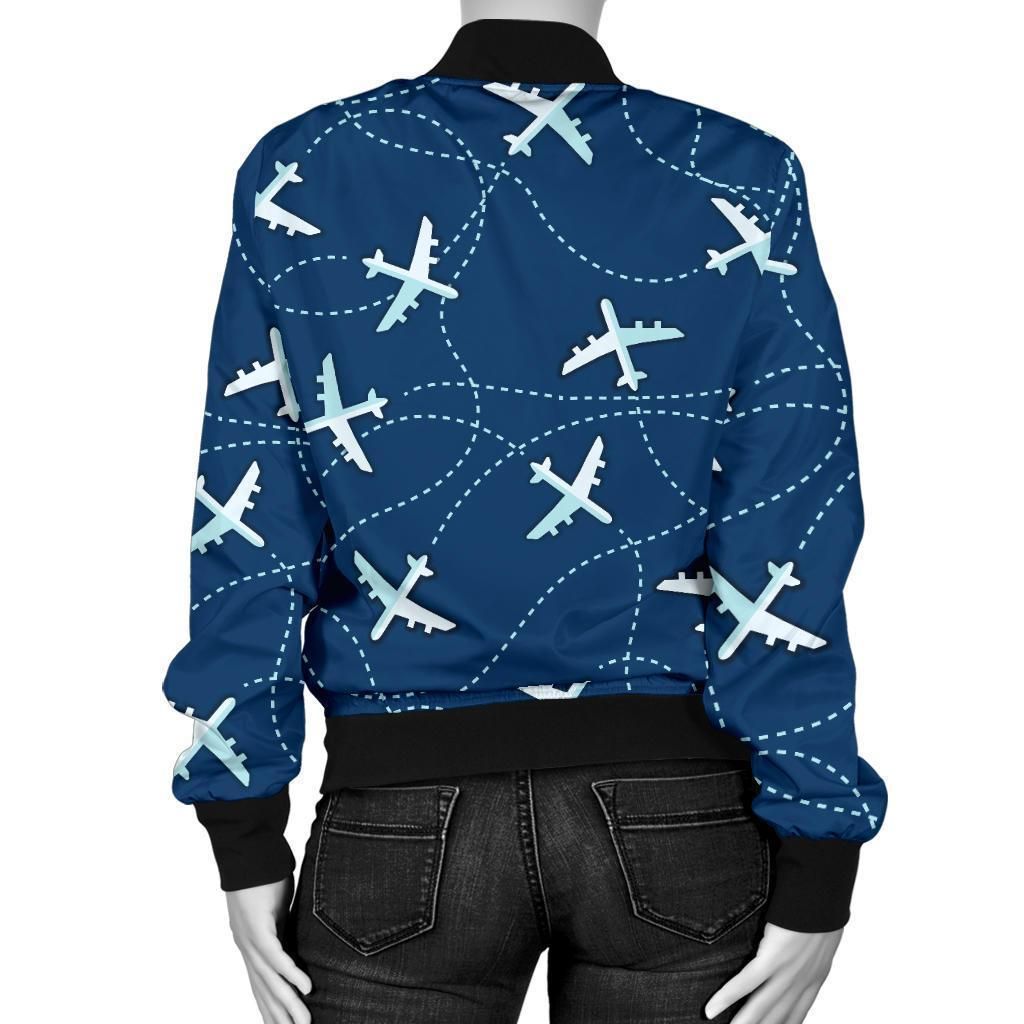 Airplane-Print-Pattern-Women-Casual-Bomber-Jacket-2