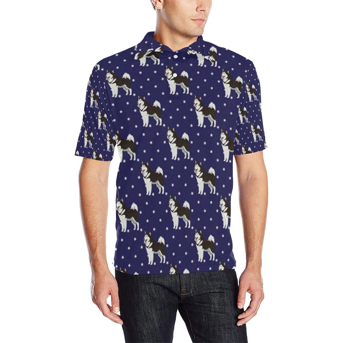 Alaskan Malamute Pattern Print Design 04 Men Polo Shirt Alaskan Malamute Pattern Print Design 04 Men Polo Shirt