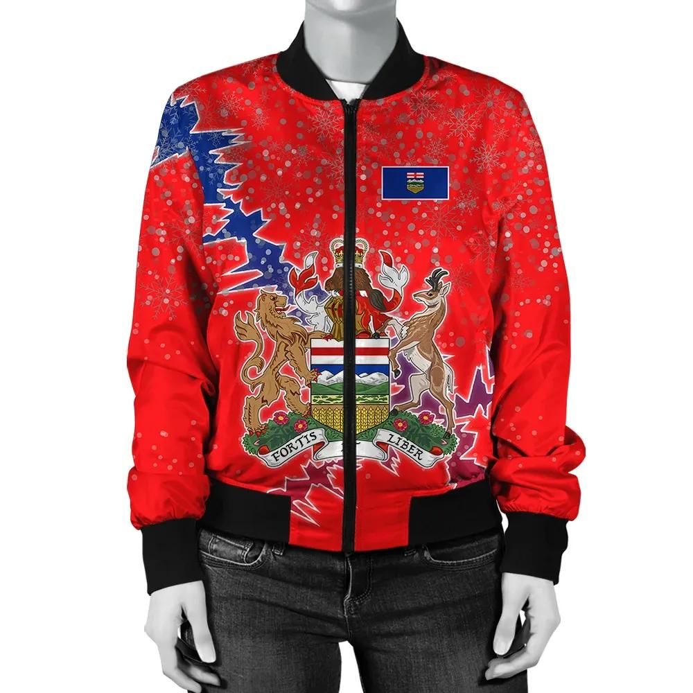 Alberta Christmas Coat Of Arms Women Bomber Jacket X Style J78 Bomber Jacket Alberta Christmas Coat Of Arms Women Bomber Jacket X Style J78 Bomber Jacket