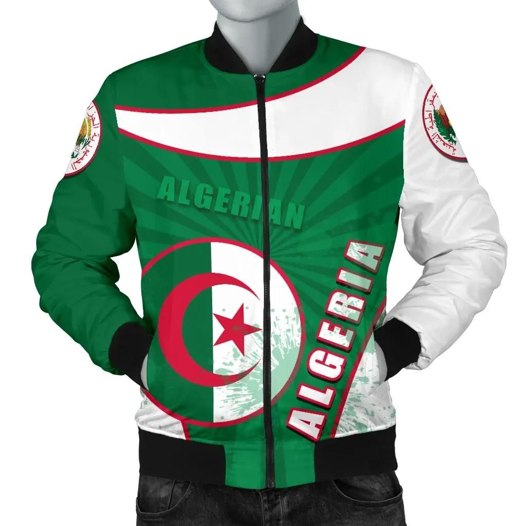 Algeria Men's Bomber Jacket Circle Stripes Flag Special K13 Bomber Jacket Algeria Men's Bomber Jacket Circle Stripes Flag Special K13 Bomber Jacket