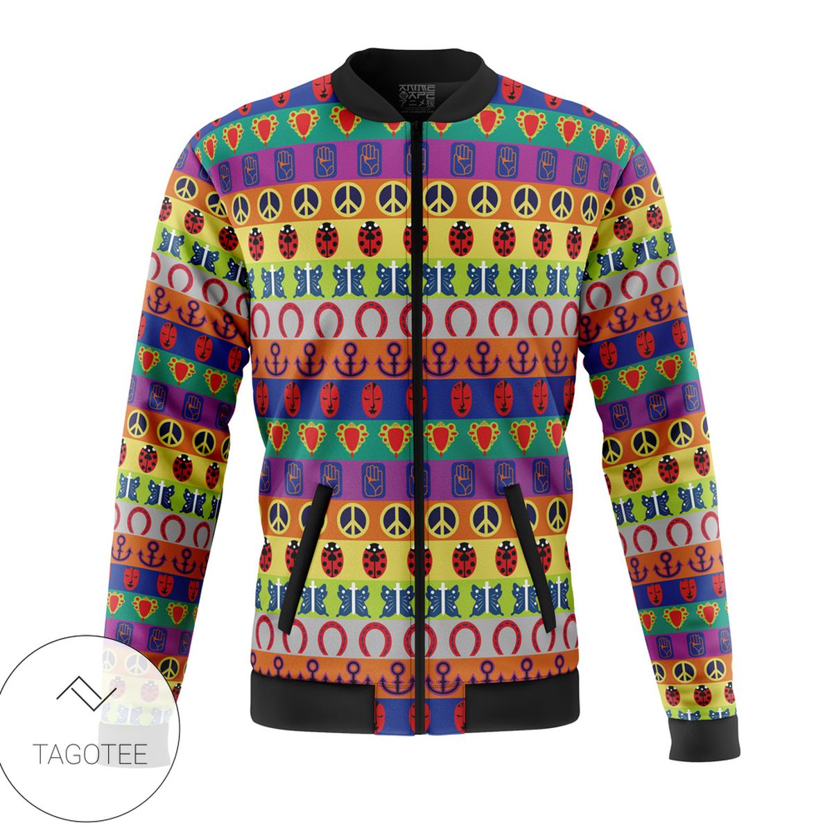 All Symbols Pattern Jojos Bizarre Adventure Casual Bomber Jacket All Symbols Pattern Jojos Bizarre Adventure Casual Bomber Jacket